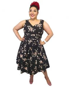 ChicStar Rose Wrap-Front Swing Dress In Black