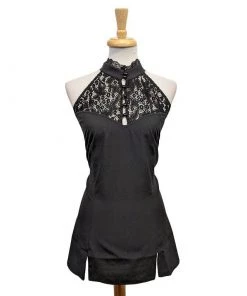 ChicStar Lace Trim Sleeveless Top In Black