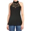 ChicStar Lace Trim Sleeveless Top In Black