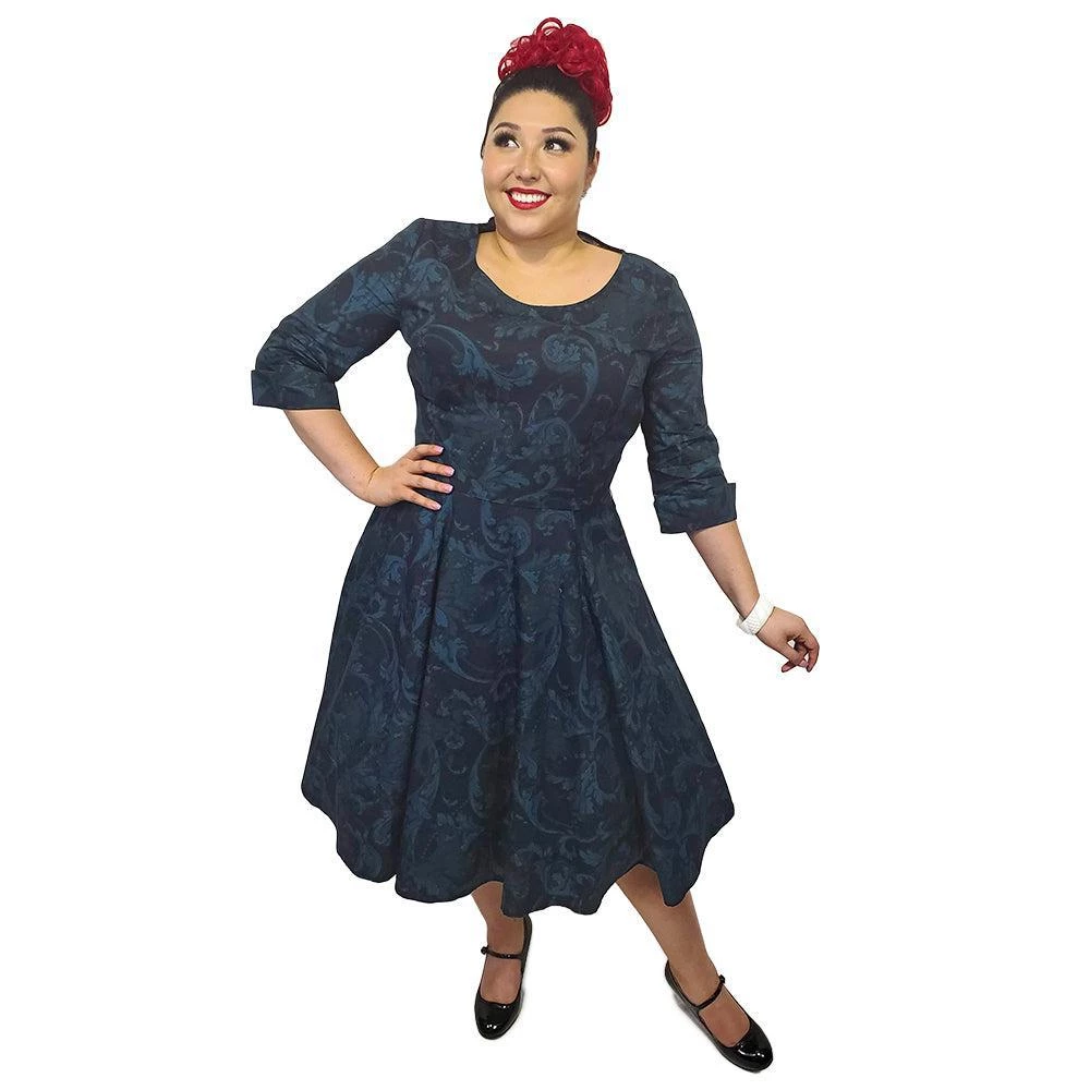 ChicStar Women's Apparel Midnight Masquerade Cuffed Swing Dress