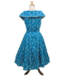ChicStar Peter Pan Collar Swing Dress In Turquoise Floral