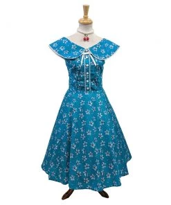 ChicStar Peter Pan Collar Swing Dress In Turquoise Floral