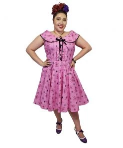 ChicStar Peter Pan Collar Swing Dress In Pink Atomic