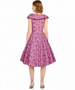 ChicStar Peter Pan Collar Swing Dress In Pink Atomic