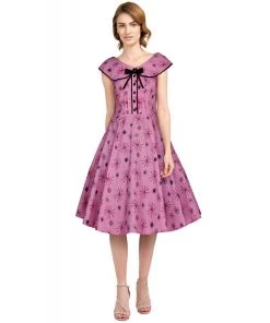 ChicStar Peter Pan Collar Swing Dress In Pink Atomic