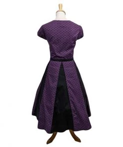 ChicStar Women's Apparel Polka Dot Panel Swing Dress In Purple & Black