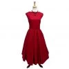 ChicStar Bella Belted Swing Dress In Red