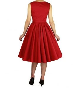 ChicStar Bella Belted Swing Dress In Red