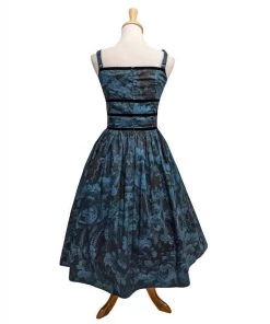 ChicStar Dark Night Swing Dress In Blue Floral