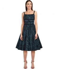ChicStar Dark Night Swing Dress In Blue Floral