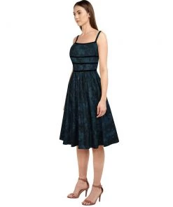 ChicStar Dark Night Swing Dress In Blue Floral