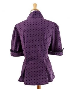 ChicStar Women's Apparel Tie-Neck Thoughtful Top In Purple Polka Dot