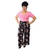 ChicStar Women's Apparel Soft Tie-Waist Pants In Black Floral 1 ChicStar Women's Apparel Soft Tie-Waist Pants In Black Floral