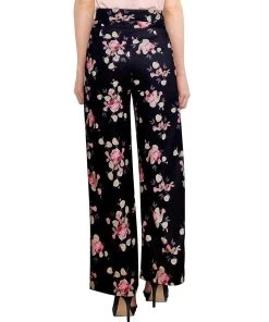 ChicStar Women's Apparel Soft Tie-Waist Pants In Black Floral