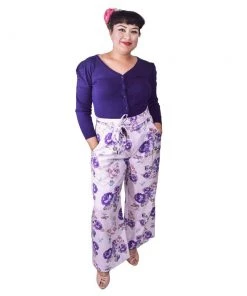 ChicStar Women's Apparel Soft Tie-Waist Pants In White Floral 11 ChicStar Women's Apparel Soft Tie-Waist Pants In White Floral