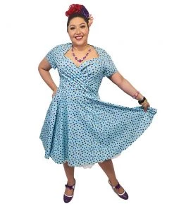 ChicStar All About The Blues Polka Dot Swing Dress