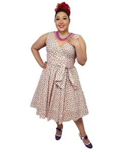 ChicStar Women's Apparel Wrap-Front Swing Dress In Candy Polka Dots