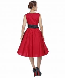 ChicStar Wrap-Front Sleeveless Swing Dress In Red Women's Apparel