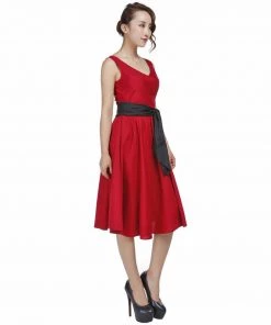 ChicStar Wrap-Front Sleeveless Swing Dress In Red Women's Apparel