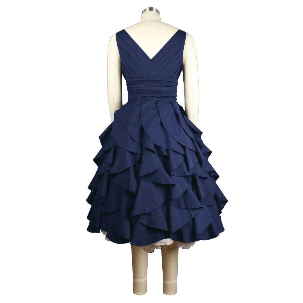 ChicStar Women's Apparel Florence Flounce Dress In Navy 8 ChicStar Women's Apparel Florence Flounce Dress In Navy