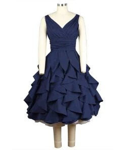 ChicStar Women's Apparel Florence Flounce Dress In Navy 11 ChicStar Women's Apparel Florence Flounce Dress In Navy