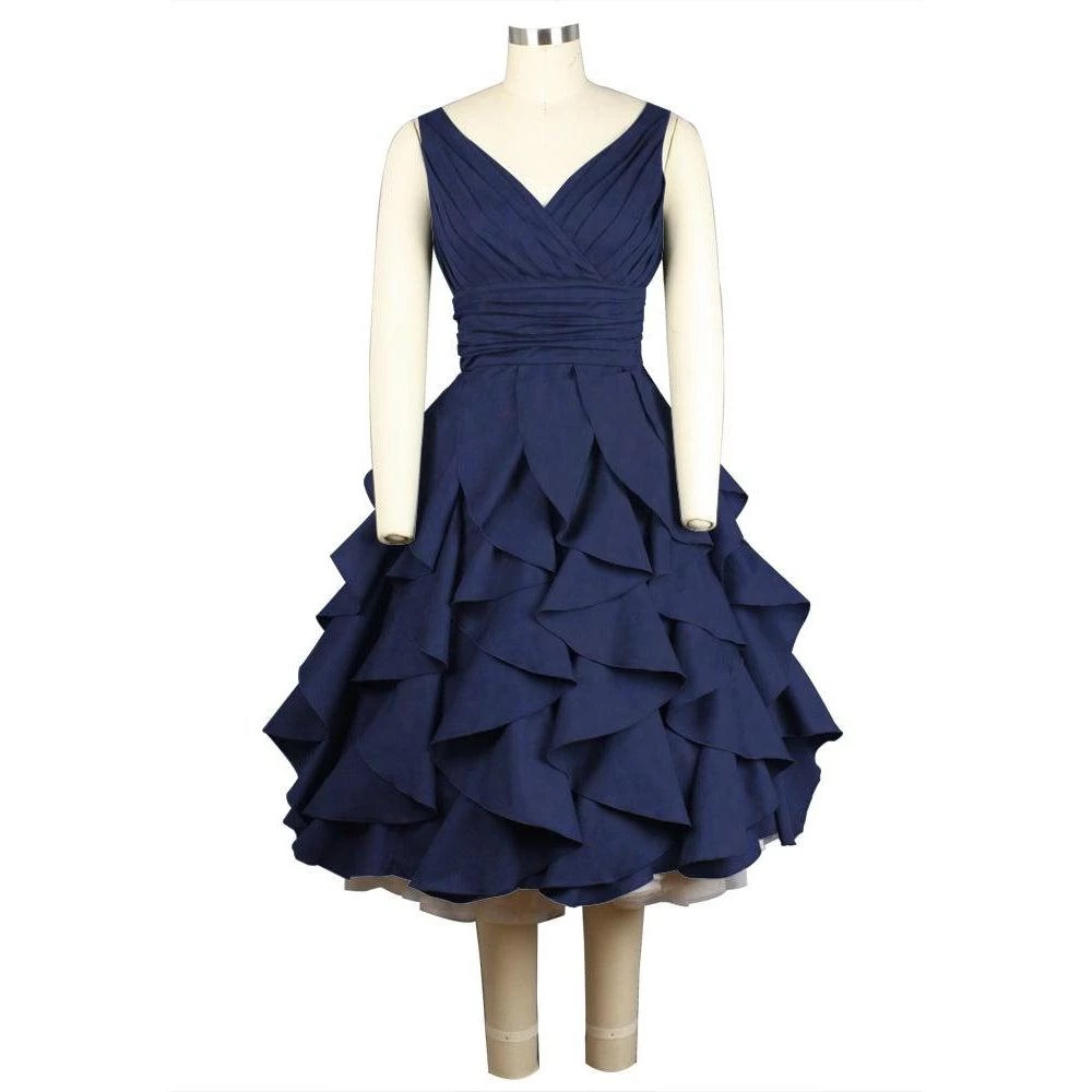 ChicStar Women's Apparel Florence Flounce Dress In Navy 6 ChicStar Women's Apparel Florence Flounce Dress In Navy