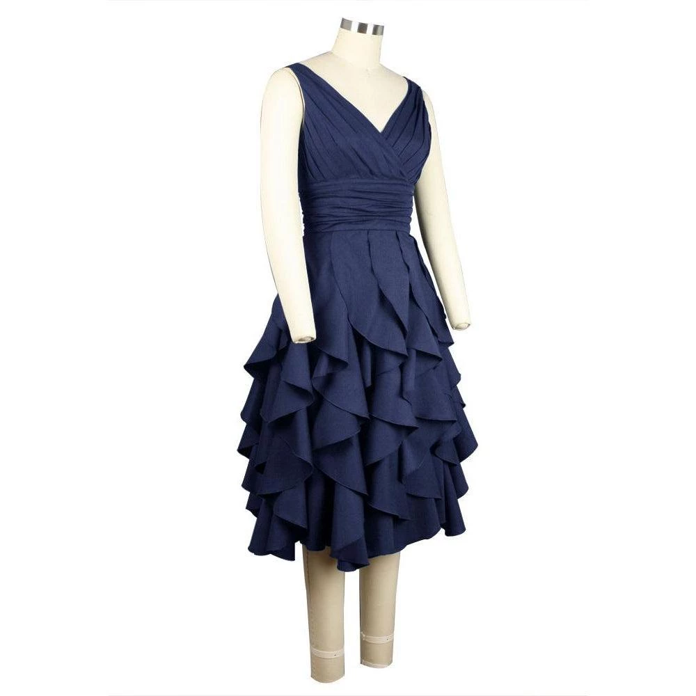 ChicStar Women's Apparel Florence Flounce Dress In Navy 7 ChicStar Women's Apparel Florence Flounce Dress In Navy