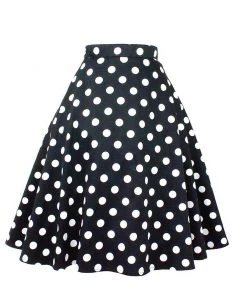 Hemet Circle Skirt In Black & White Polka Dots Women's Apparel