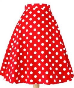 Women's Apparel Hemet Red & White Polka Dot Skirt