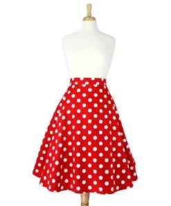 Women's Apparel Hemet Red & White Polka Dot Skirt