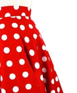 Women's Apparel Hemet Red & White Polka Dot Skirt