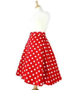Women's Apparel Hemet Red & White Polka Dot Skirt