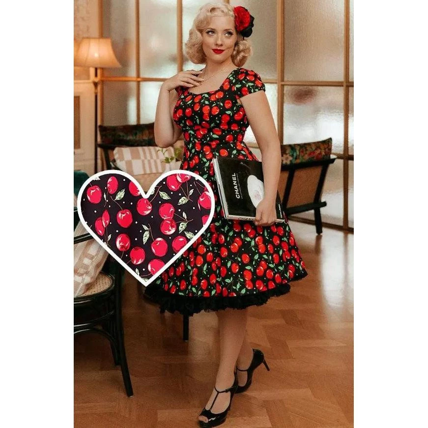 Dolly & Dotty Claudia Swing Dress In Cherries Print Women's Apparel 3 Dolly & Dotty Claudia Swing Dress In Cherries Print Women's Apparel