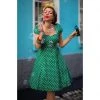 Dolly & Dotty Claudia Swing Dress In Green With White Dots Women's Apparel 1 Dolly & Dotty Claudia Swing Dress In Green With White Dots Women's Apparel