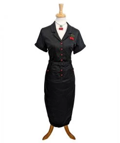 Collectif Caterina Cherry Love Pencil Dress Women's Apparel