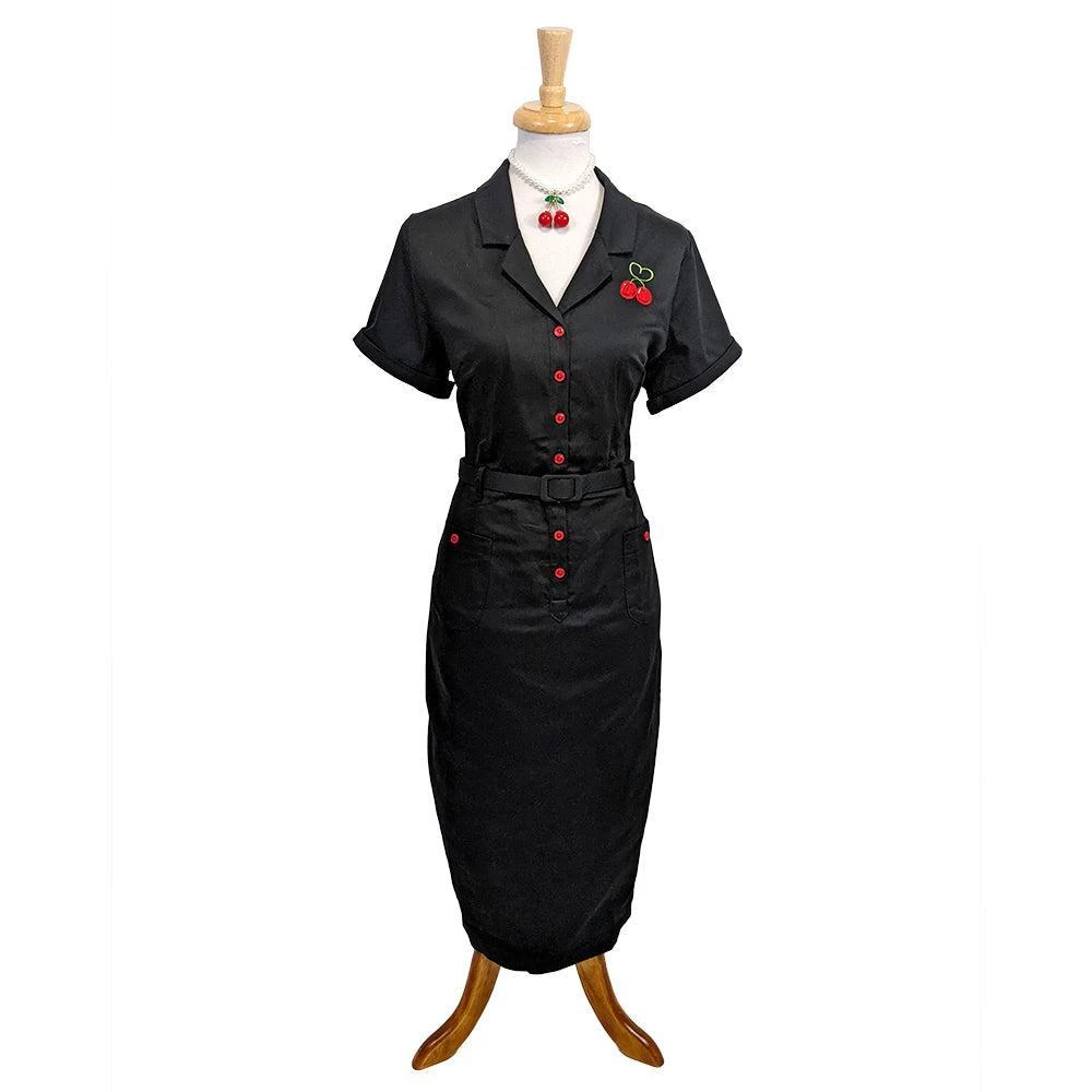 Collectif Caterina Cherry Love Pencil Dress Women's Apparel 4 Collectif Caterina Cherry Love Pencil Dress Women's Apparel