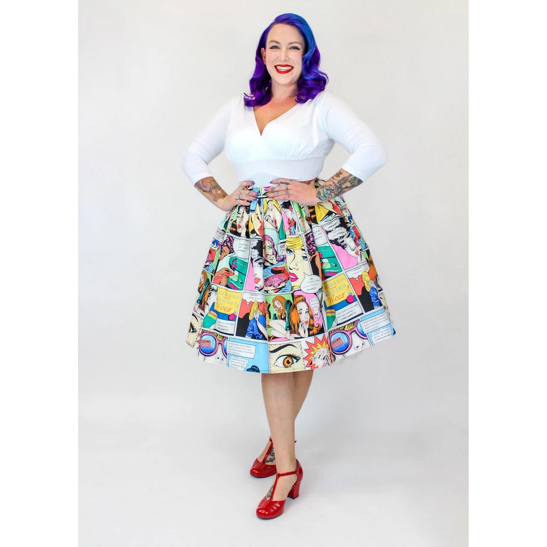 Hemet Circle Skirt In Comic Sewing Woes Print 3 Hemet Circle Skirt In Comic Sewing Woes Print