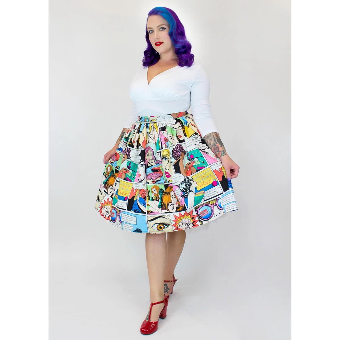 Hemet Circle Skirt In Comic Sewing Woes Print 5 Hemet Circle Skirt In Comic Sewing Woes Print
