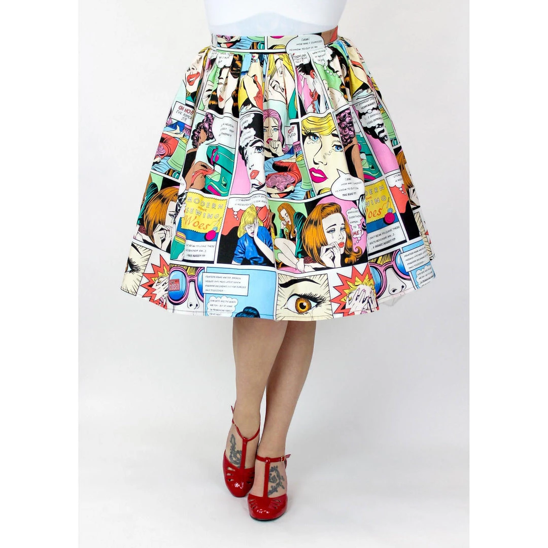 Hemet Circle Skirt In Comic Sewing Woes Print 4 Hemet Circle Skirt In Comic Sewing Woes Print