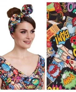 Accessories Dolly & Dotty Pinup And Rockabilly Headscarf In Comic Print