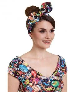 Accessories Dolly & Dotty Pinup And Rockabilly Headscarf In Comic Print