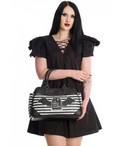Banned Give You The Creeps Handbag In Black And White Accessories