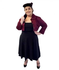 ChicStar Cropped Retro Jacket In Burgundy