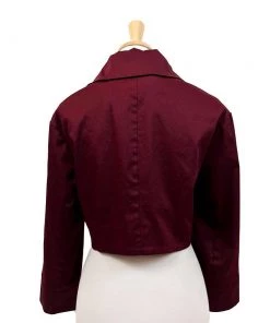 ChicStar Cropped Retro Jacket In Burgundy