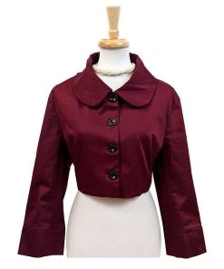 ChicStar Cropped Retro Jacket In Burgundy