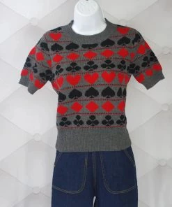 Star Struck Clothing 40s Playing Cards Sweater In Grey