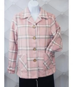 Women's Apparel Star Struck Clothing 40s Jacket In Pink And Silver Plaid