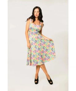 Miss Lulo Remi Dress In Retro Daisy Print Women's Apparel