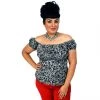 Glitz Glam And Rebellion Women's Apparel Pinup Peasant Blouse In Black Paisley