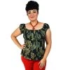 Glitz Glam And Rebellion Pinup Peasant Top In Cactus Print Women's Apparel
